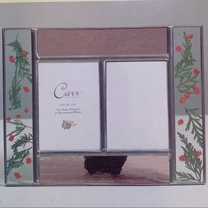 Stained glass and pressed flowers picture frame